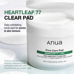 Anua Heartleaf 77 Clear Pad daily exfoliating toner pads with PHA for pores, sebum control, and smoother skin texture