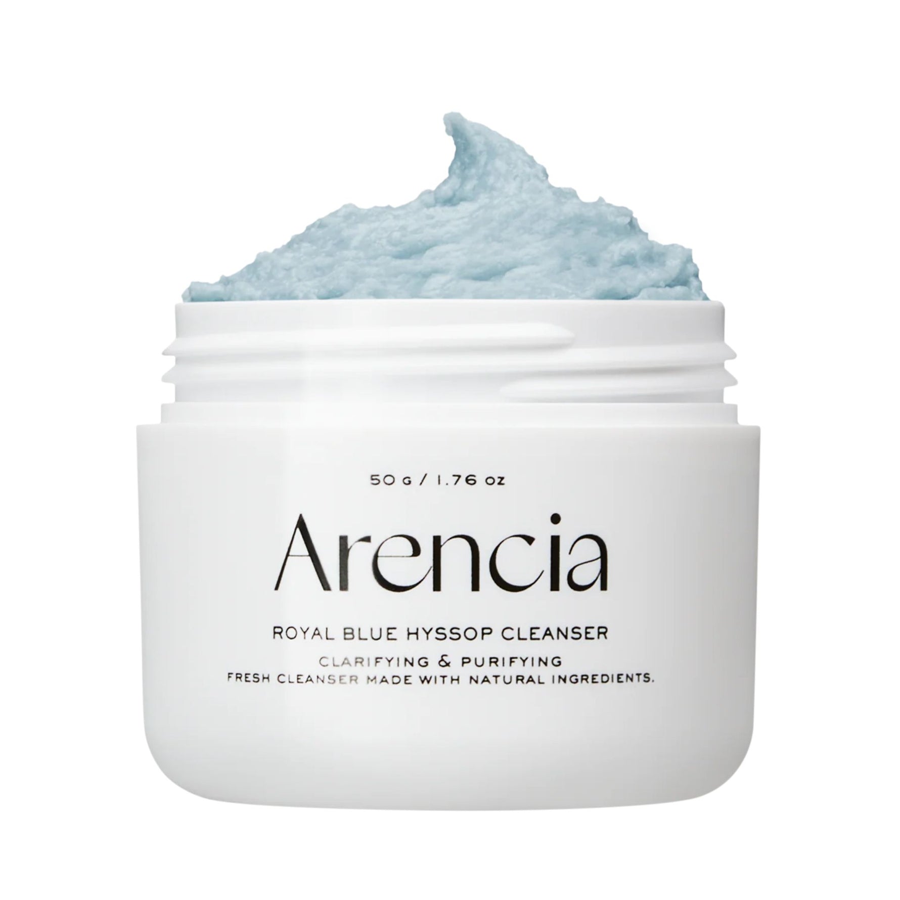 Arencia Royal Blue Hyssop Cleanser jar – clarifying and purifying vegan facial cleanser made with natural ingredients