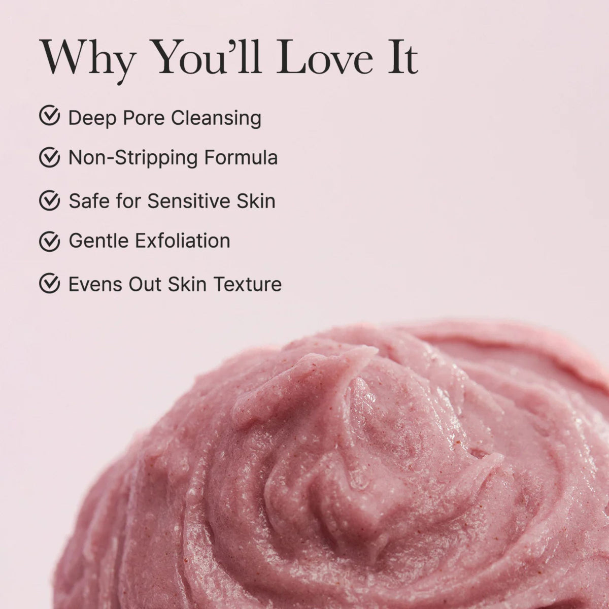 Arencia Fresh Rosehip Rice Mochi Cleanser benefits – deep pore cleansing, non-stripping formula, gentle exfoliation for smooth texture