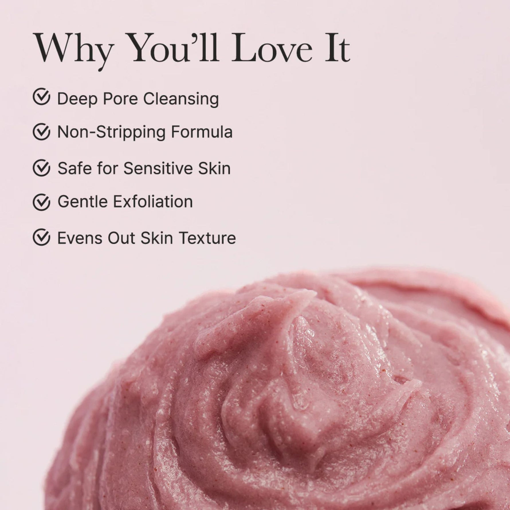 Arencia Fresh Rosehip Rice Mochi Cleanser benefits – deep pore cleansing, non-stripping formula, gentle exfoliation for smooth texture