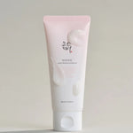 Beauty of Joseon Apricot Blossom Peeling Gel tube with creamy exfoliating gel swatches for gentle skin renewal