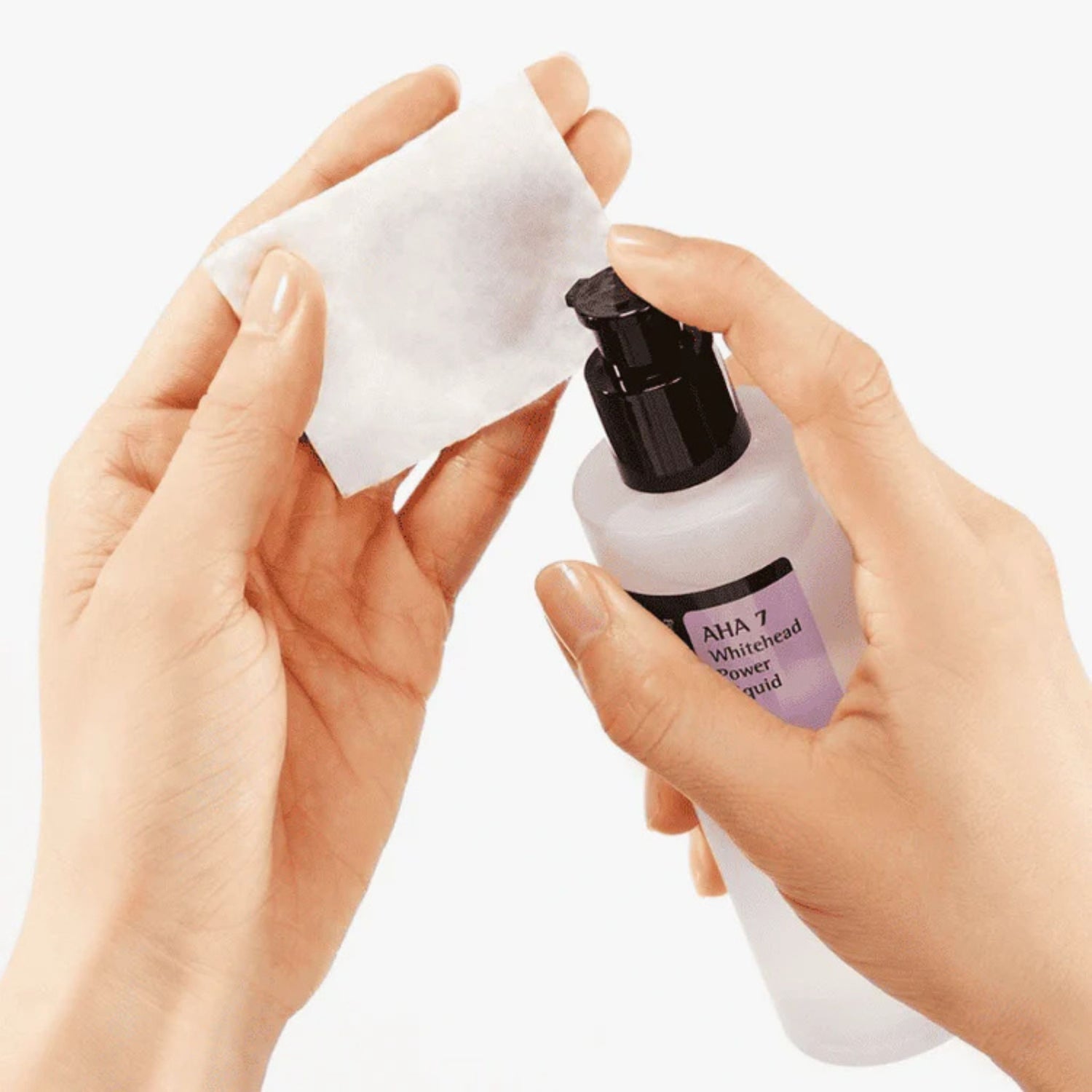 COSRX AHA/BHA Clarifying Treatment Toner — gentle exfoliating toner applied with cotton pad to refine pores and clear dull skin