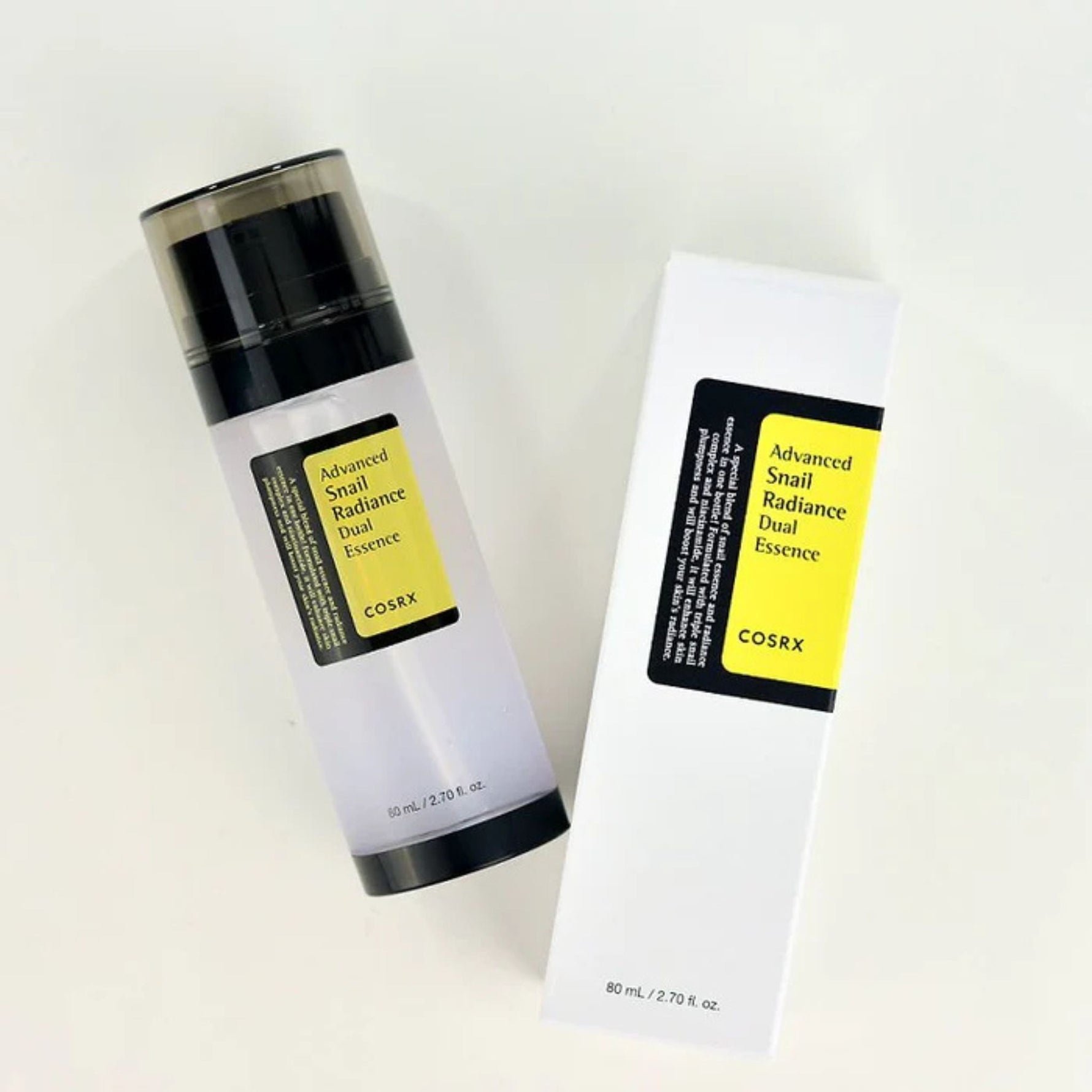 COSRX Advanced Snail Radiance Dual Essence with box – dual snail and niacinamide formula for hydrated, glowing skin