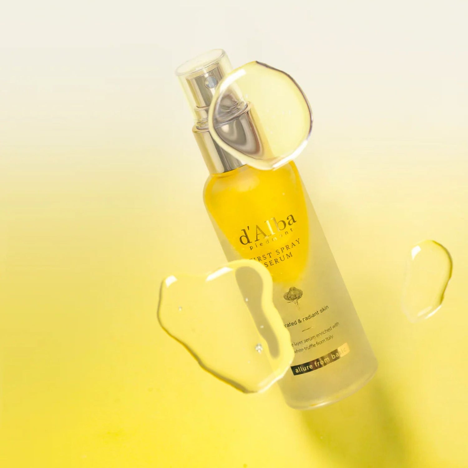 d’Alba Piedmont First Spray Serum texture — double-layer truffle infused facial mist rich in niacinamide for smooth hydrated skin