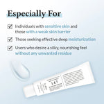 Dr. Althea 147 Barrier Cream benefits infographic showing suitability for sensitive skin, weak skin barrier, deep moisturization needs, and users wanting silky nourishing hydration without residue.