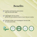 Benefits of Dr. Althea 345 Relief Cream: soothes and improves skin texture with tea tree water, lightweight non-sticky moisturizer, clinically tested non-comedogenic formula safe for acne-prone skin, vegan and dermatologist tested.