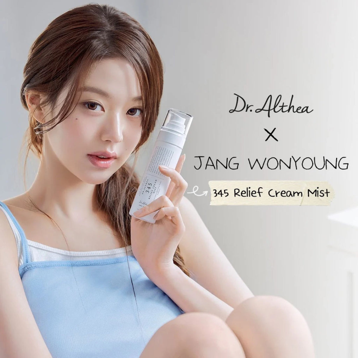 Dr. Althea x Jang Wonyoung campaign for 345 Relief Cream Mist, Korean hydrating face mist