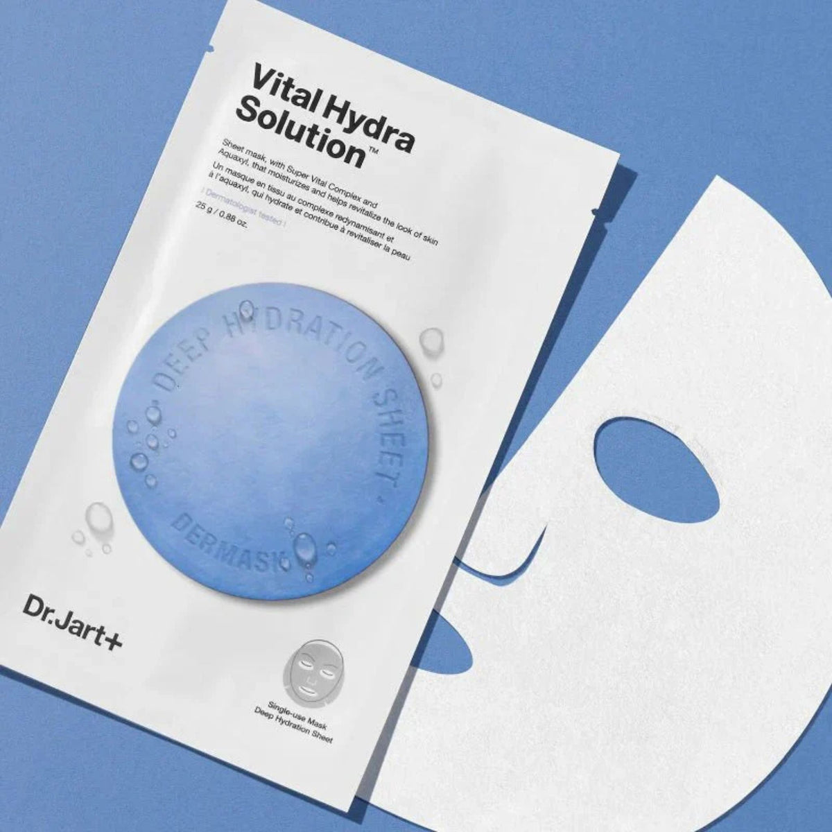 Dr. Jart+ Vital Hydra Solution – single-use deep hydration sheet mask with Aquaxyl and Super Vital Complex