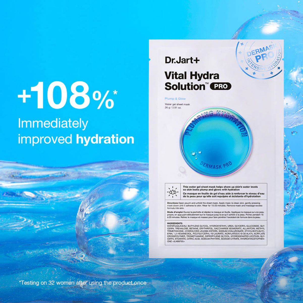 Dr. Jart+ Vital Hydra Solution Pro – water gel sheet mask for +108% hydration and skin plumping effect