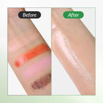 “Before and after comparison of Dr. Althea Pure Grinding Cleansing Balm makeup removal on arm swatch, showing effective cleansing of lipstick, eyeliner and foundation, leaving skin clear and hydrated.