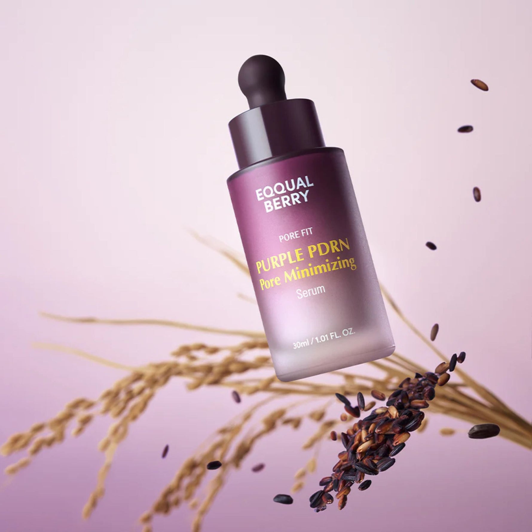 Eqqualberry Purple PDRN Pore Minimizing Serum with black rice extract — Korean skincare serum for minimizing pores and balancing skin