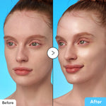 Before and after results using Eqqualberry Swimming Pool Toner showing brighter, smoother, and hydrated skin with improved radiance