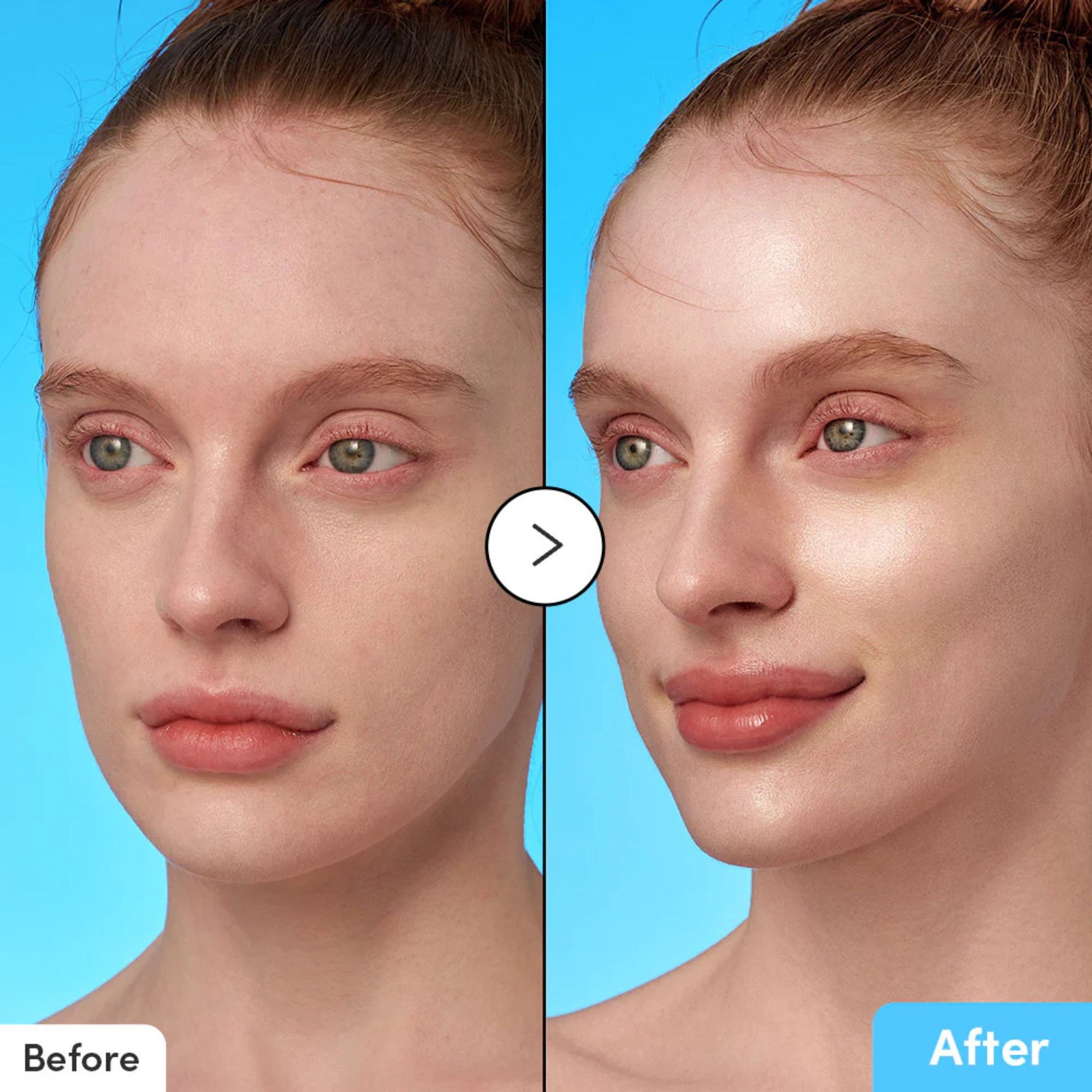 Before and after results using Eqqualberry Swimming Pool Toner showing brighter, smoother, and hydrated skin with improved radiance