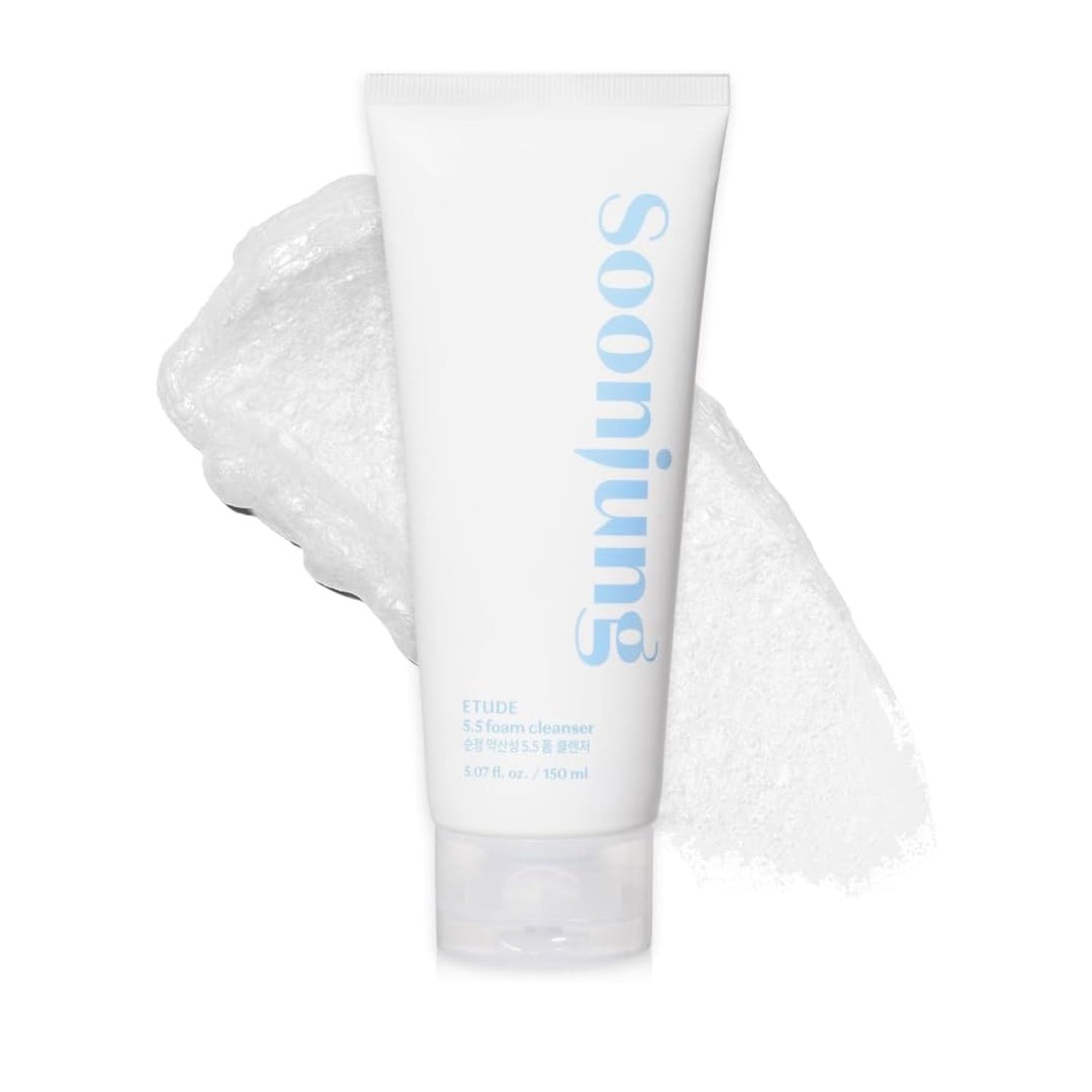 Etude Soon Jung pH 5.5 Foam Cleanser – gentle vegan face wash with soothing creamy foam for sensitive skin