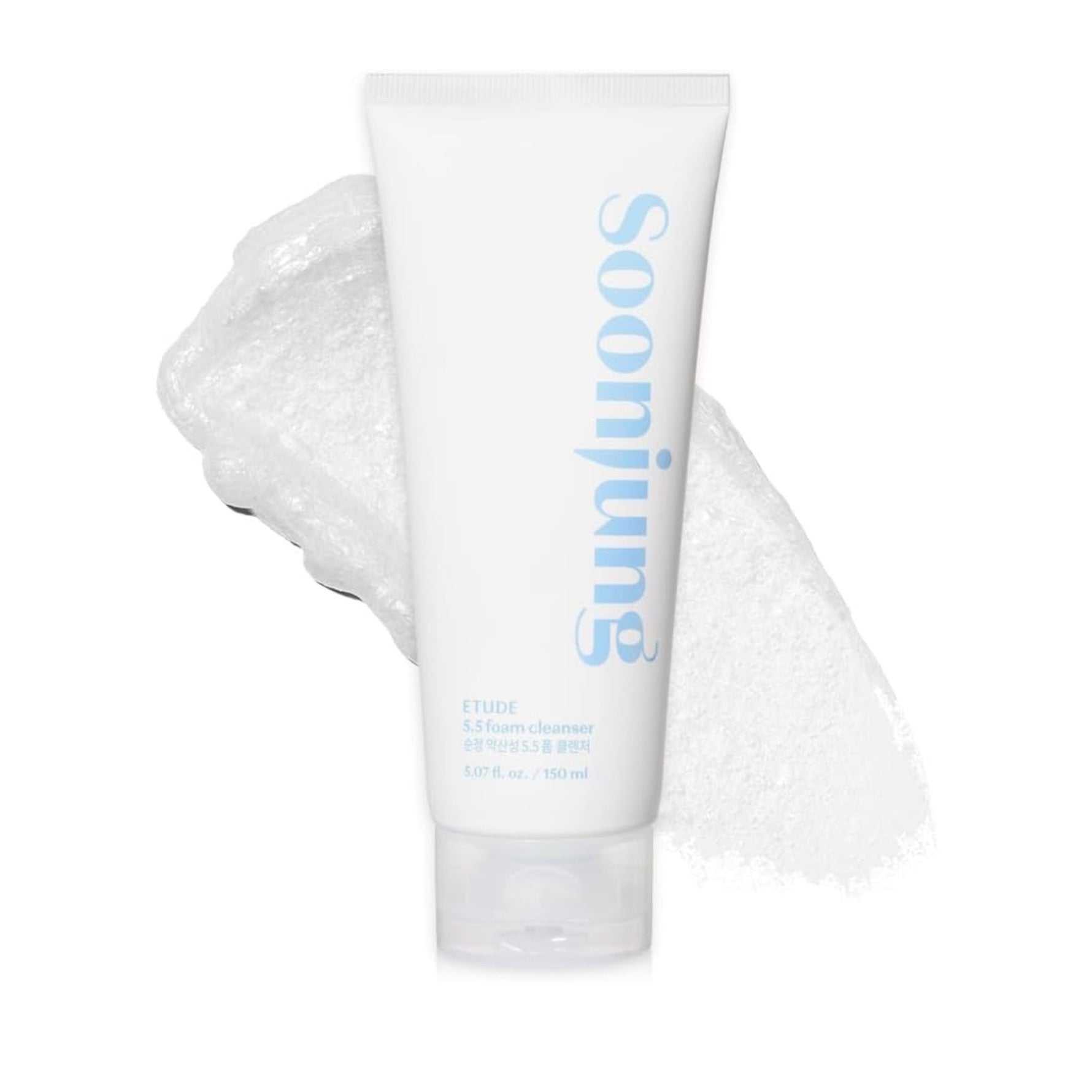 Etude Soon Jung pH 5.5 Foam Cleanser – gentle vegan face wash with soothing creamy foam for sensitive skin