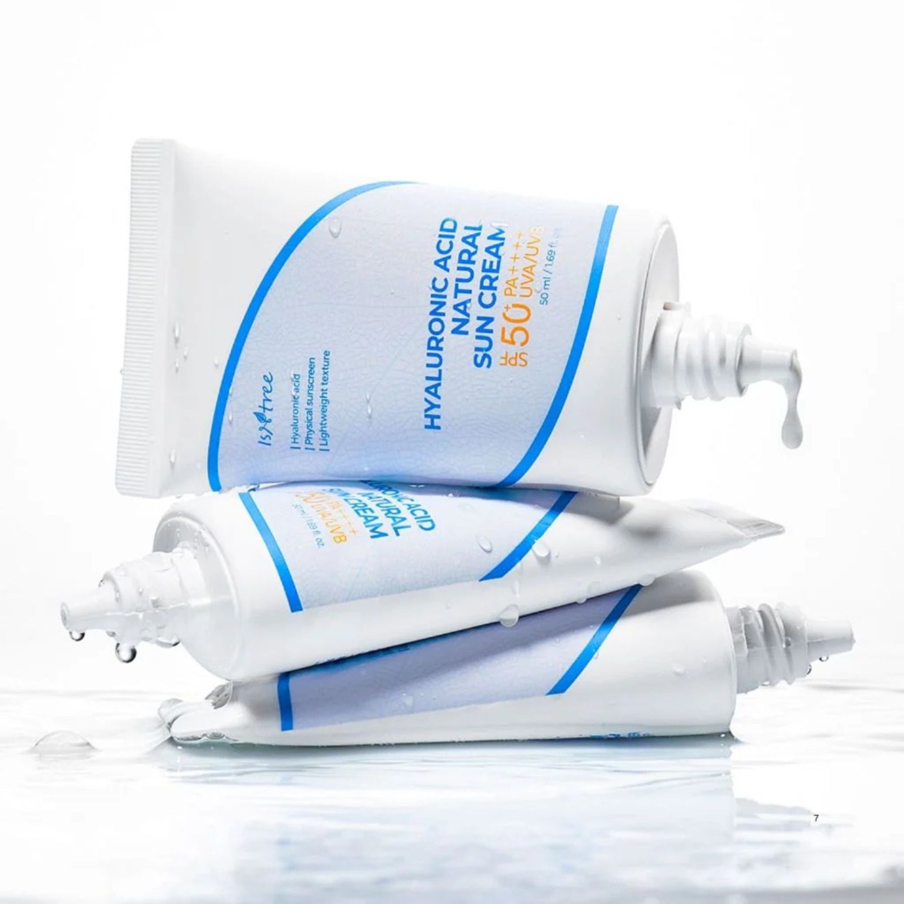 Isntree Hyaluronic Acid Natural Sun Cream SPF 50+ PA++++ — water-resistant Korean sunscreen for hydrated, dewy skin