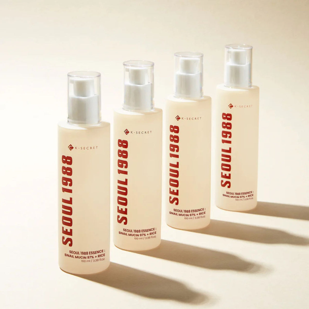 Multiple bottles of K-SECRET Seoul 1988 Essence – snail mucin and rice extract essence for glowing and smooth skin