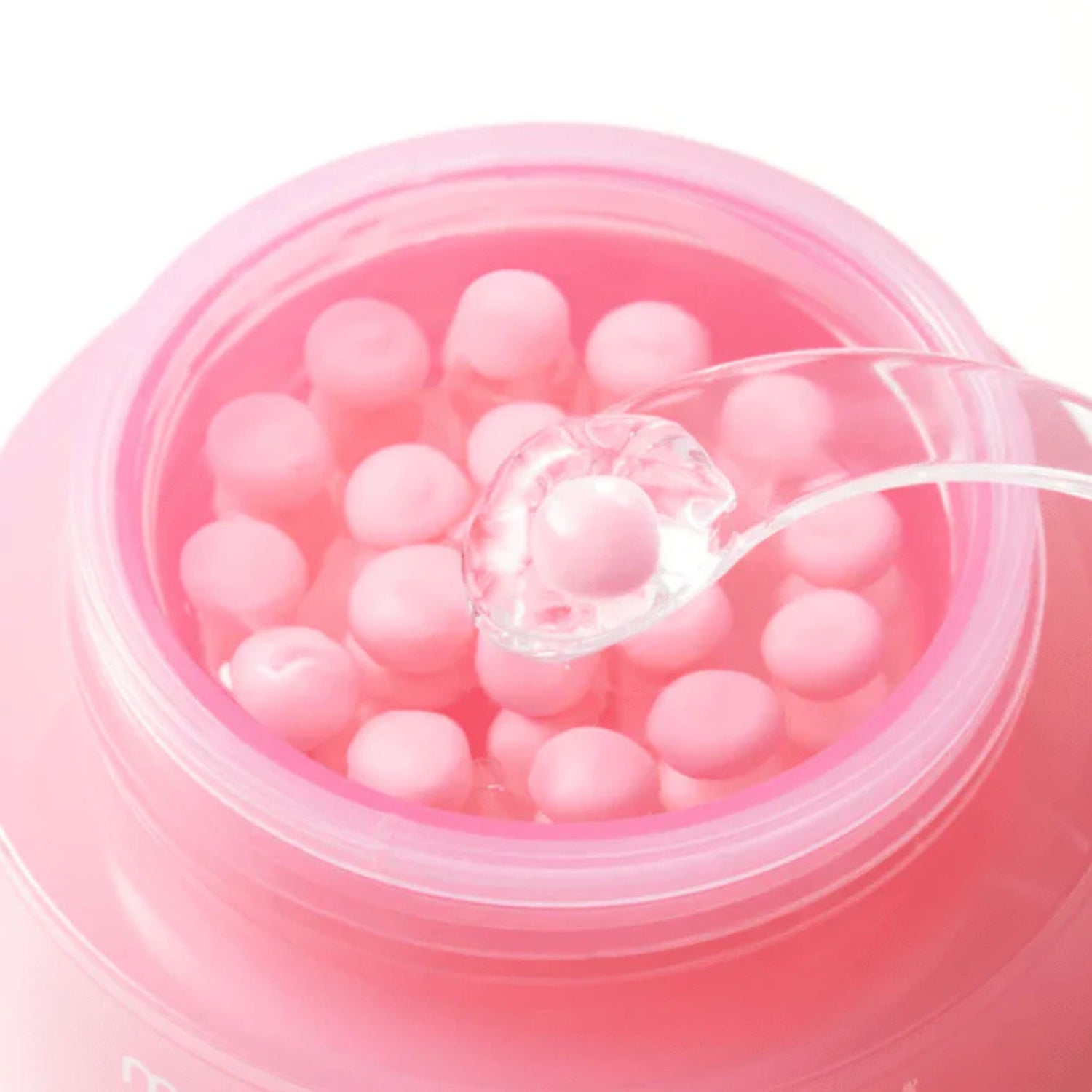 Medicube PDRN Pink Collagen Capsule Cream texture with collagen capsules Korean firming moisturizer