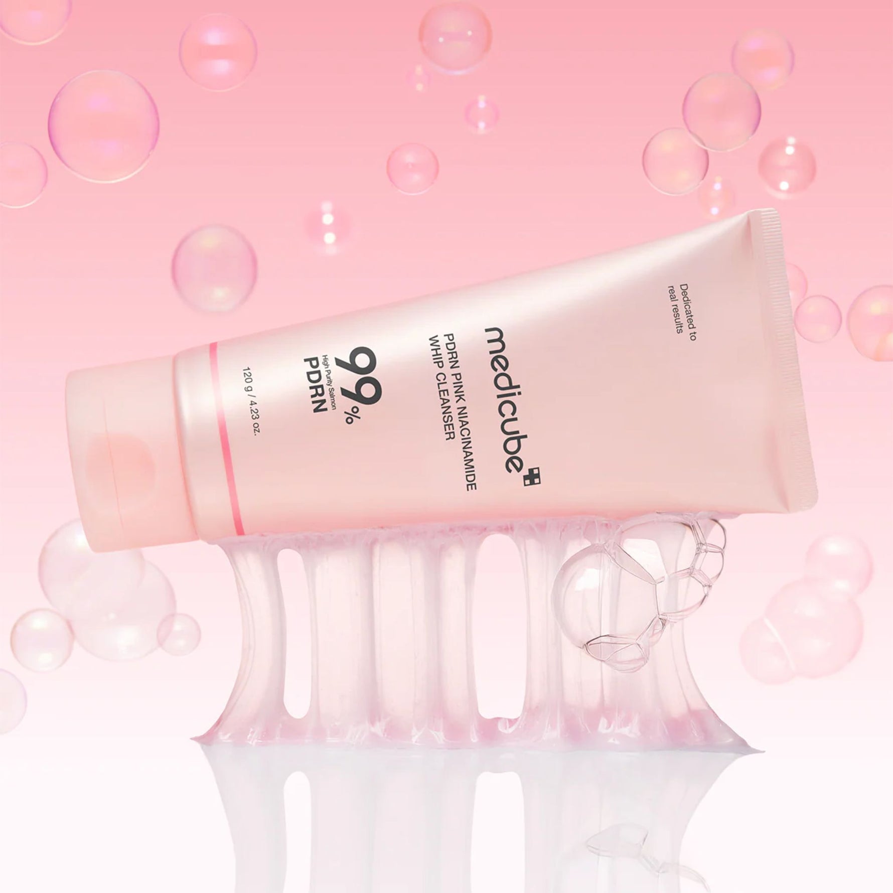 Medicube PDRN Pink Niacinamide Whip Cleanser Korean skincare face wash with niacinamide, PDRN and hyaluronic acid for brighter smoother skin