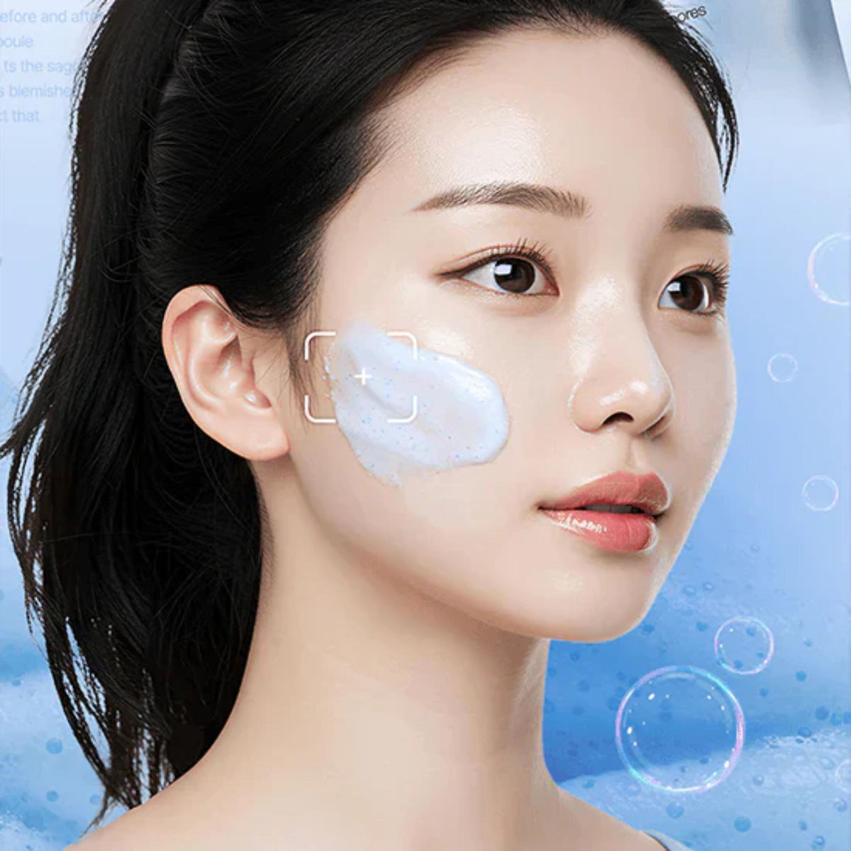 Model applying Medicube Zero Pore SA Clear Capsule Cleansing Foam, a Korean salicylic acid cleanser for oily and acne-prone skin