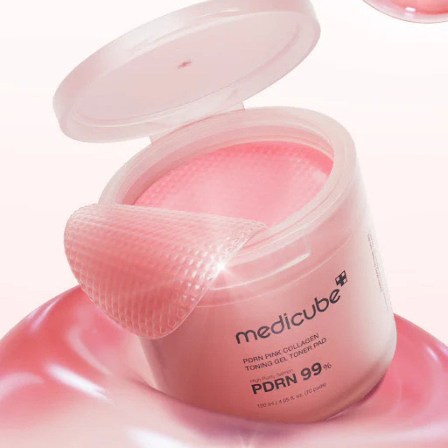 Medicube collagen toner pad texture infused with PDRN niacinamide retinol and hydrating ingredients for radiant skin