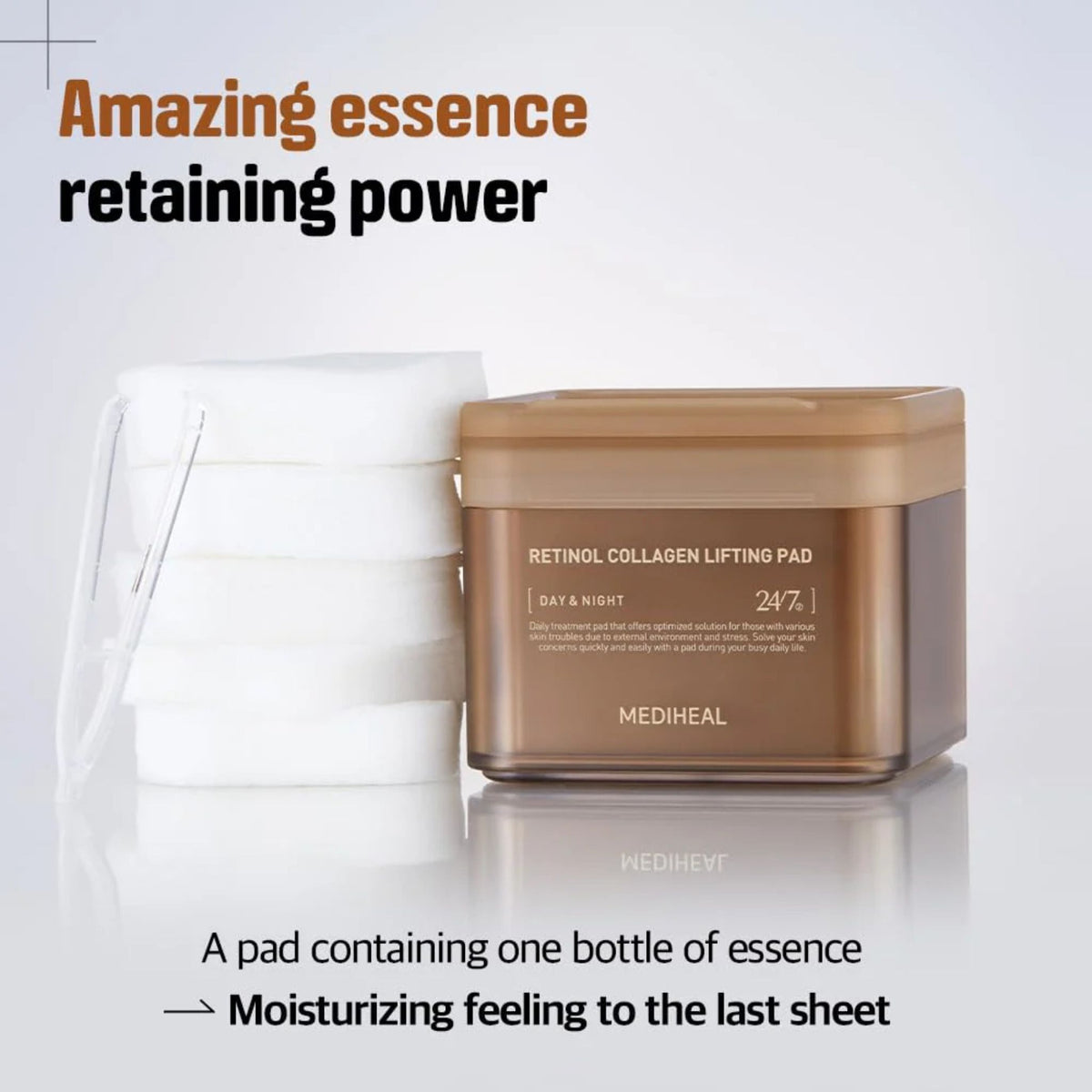 Mediheal Retinol Collagen Lifting Pad — anti-aging toner pads with retinol and collagen for firm, youthful skin