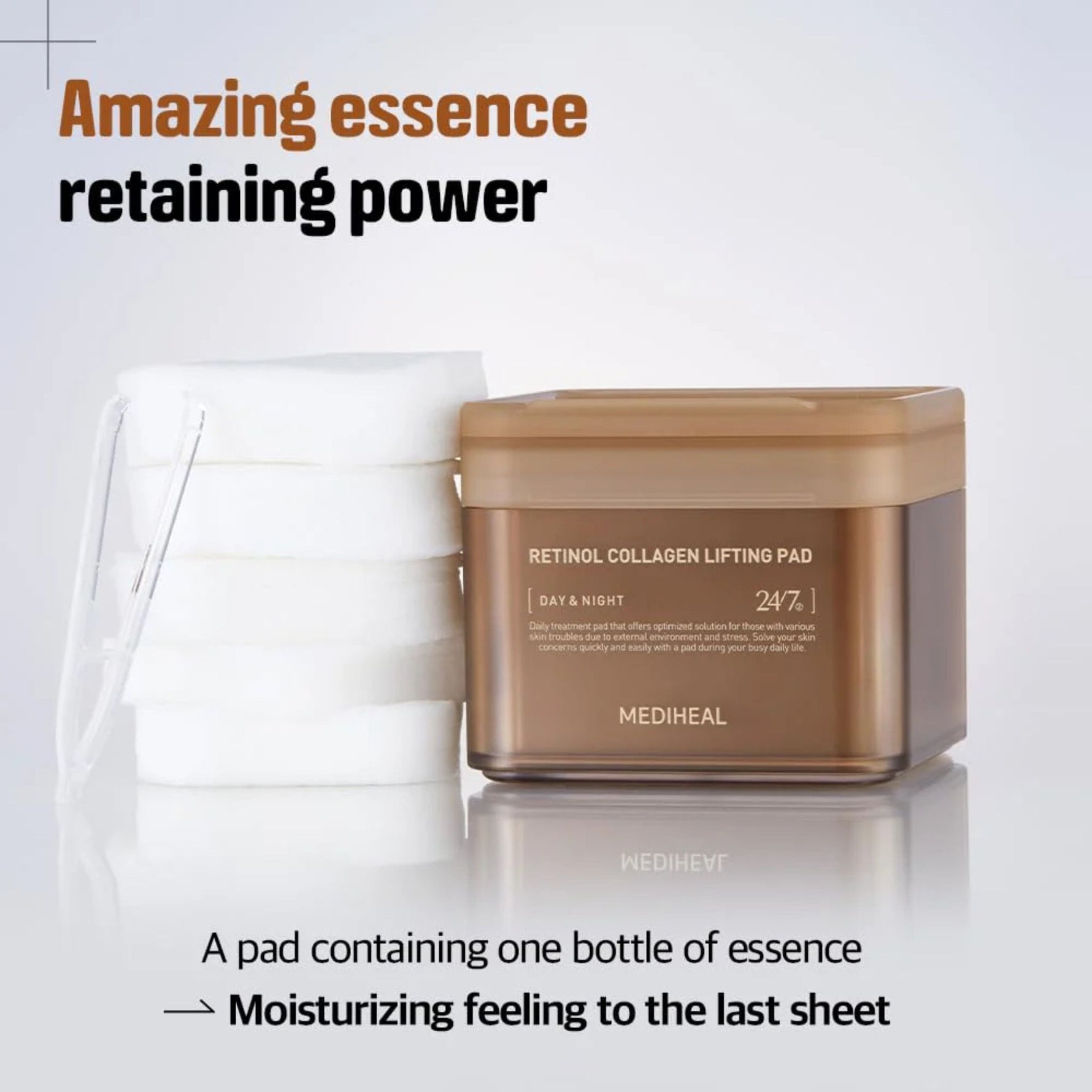 Mediheal Retinol Collagen Lifting Pad — anti-aging toner pads with retinol and collagen for firm, youthful skin