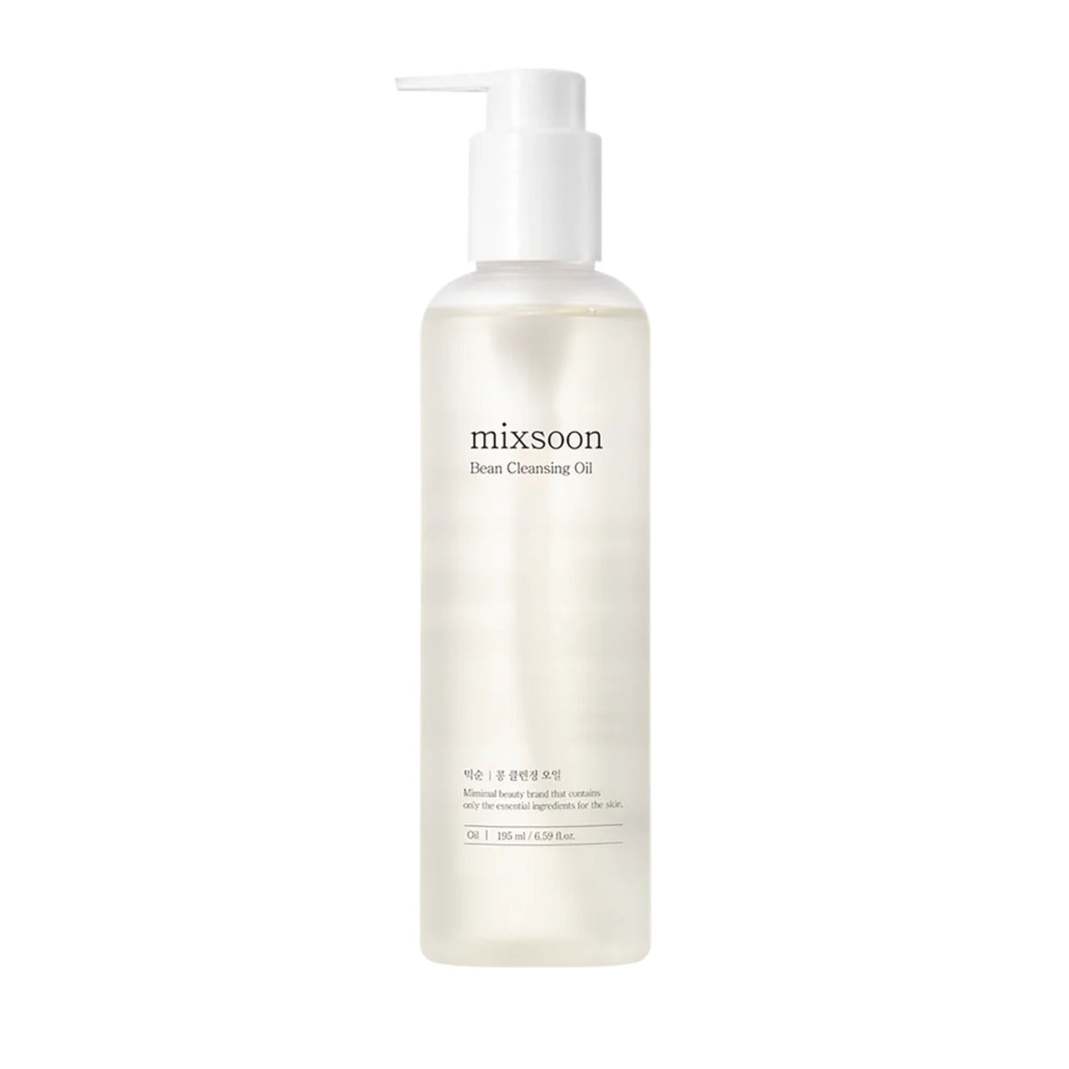 Mixsoon Bean Cleansing Oil product image – 195 ml clear bottle of gentle facial cleansing oil made in Korea