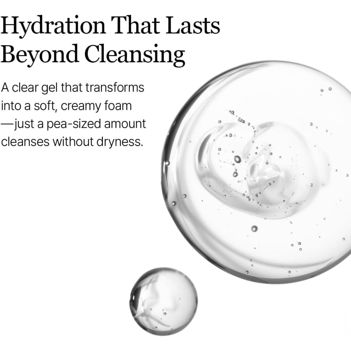 Round Lab Birch Juice Moisturizing Cleanser texture – clear gel transforms into creamy foam for deep hydration