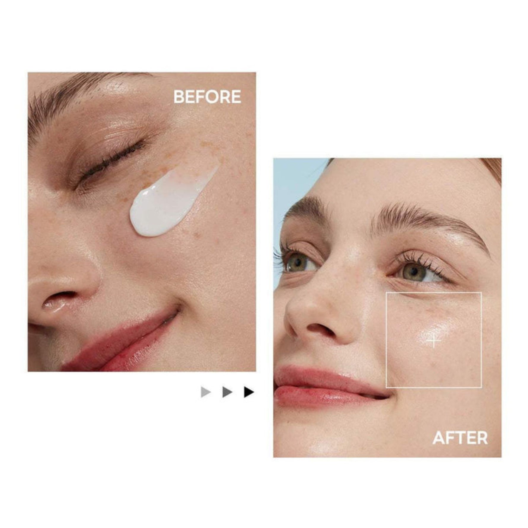 Before and after results of Round Lab Birch Juice Moisturizing Cream showing smooth, hydrated, and radiant skin