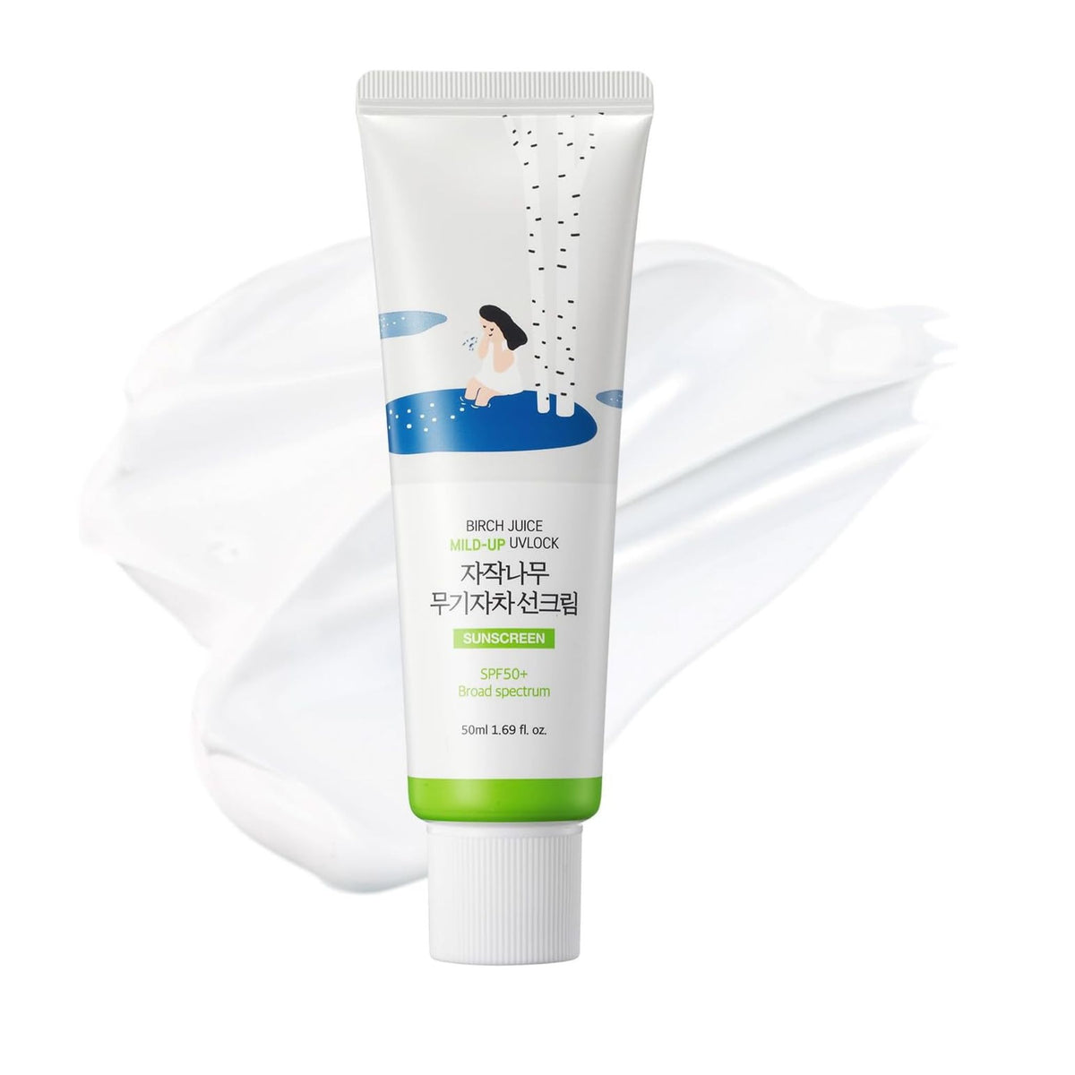Round Lab Birch Juice Moisturizing Mild Up Sunscreen SPF 50+ PA++++ — gentle Korean mineral sunscreen with birch sap for soothing hydration