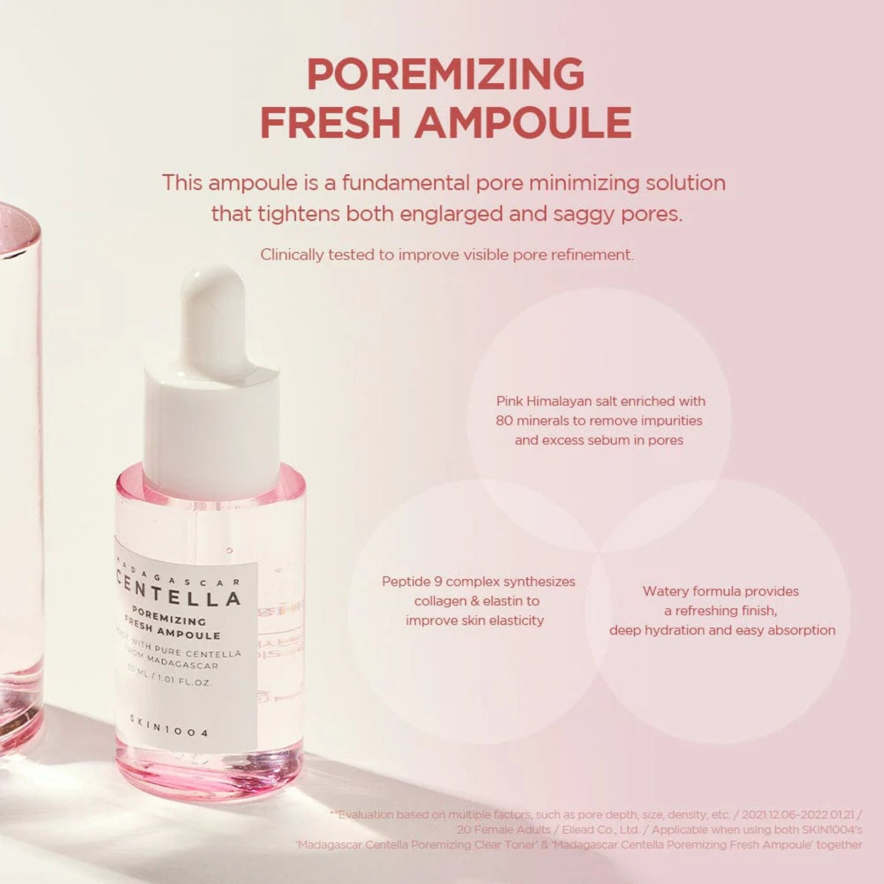 Skin1004 Madagascar Centella Poremizing Fresh Ampoule with pink Himalayan salt for pore tightening and sebum control