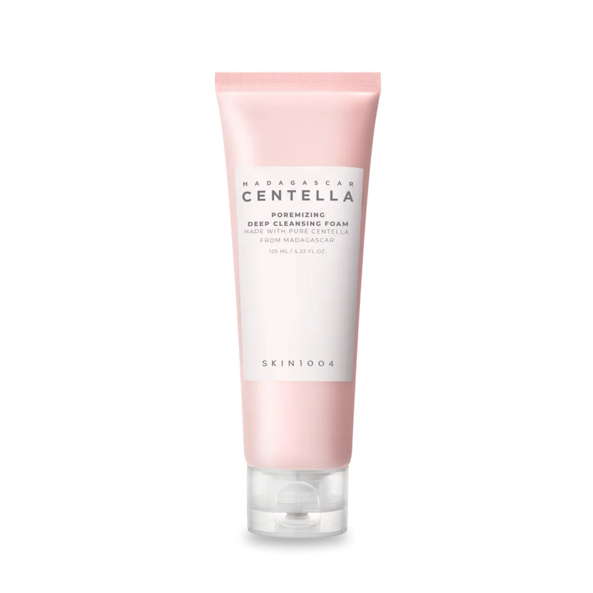 Skin1004 Madagascar Centella Poremizing Deep Cleansing Foam 125ml tube front view – pore tightening facial cleanser with Centella Asiatica