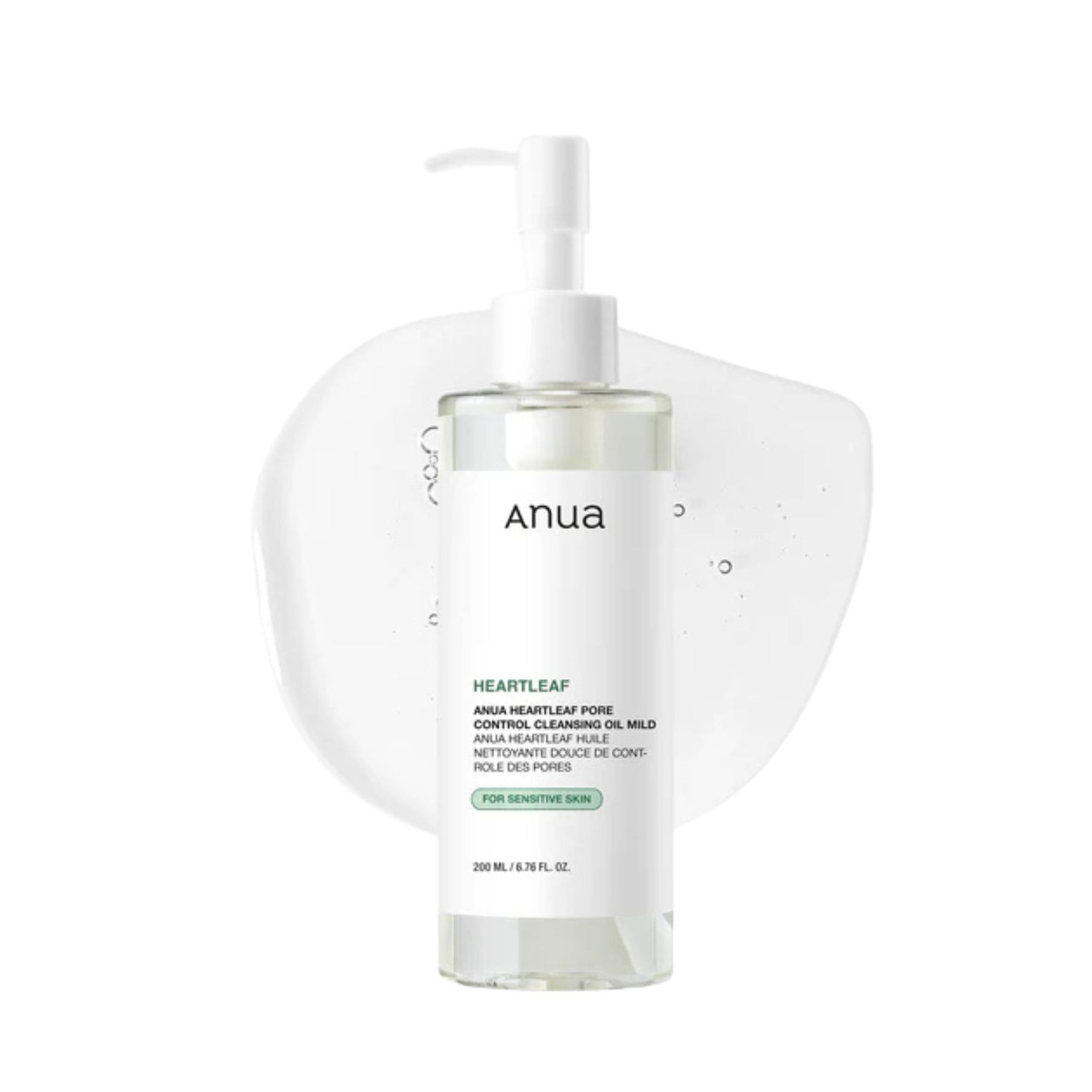 Anua Heartleaf Pore Cleansing Oil Mild 200ml — gentle Korean cleansing oil for sensitive skin that removes makeup, SPF, and excess sebum.