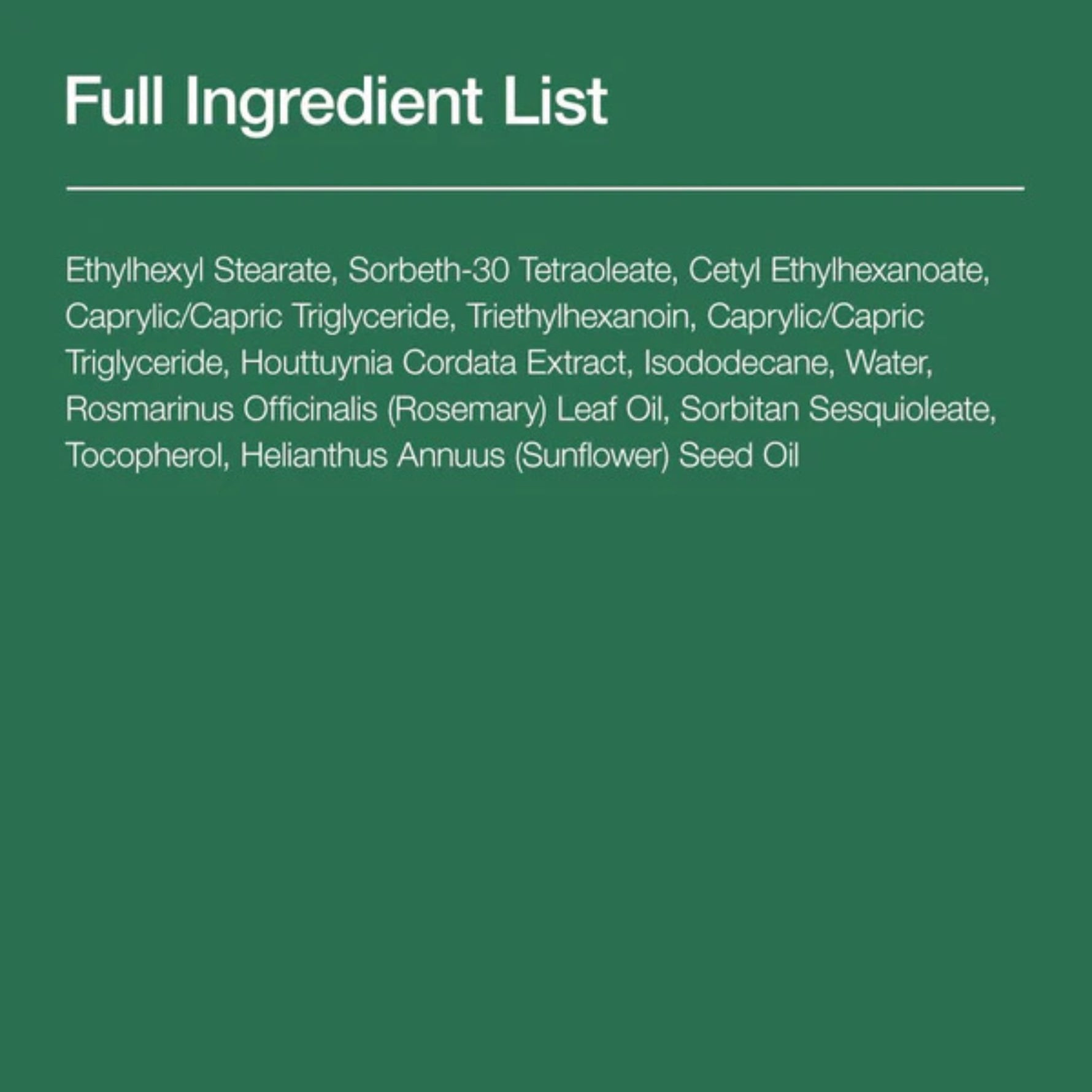 Anua Heartleaf Pore Cleansing Oil Mild ingredients list including houttuynia cordata extract, rosemary leaf oil, sunflower seed oil, and vitamin E.